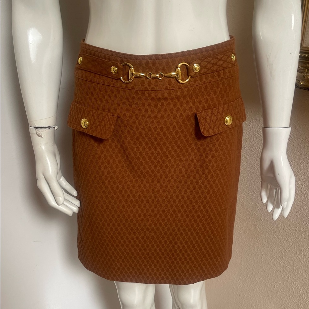 Etcetera Horsebit skirt elegant RARE gold hardware fully lined
